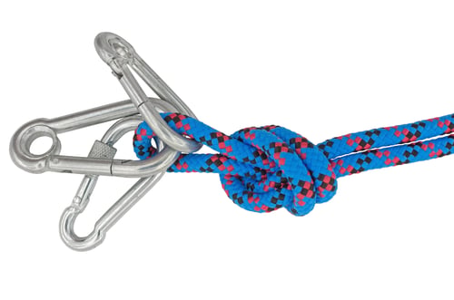 Preview: Isolated Climbing Equipment - Carabiners And Rope On White Background