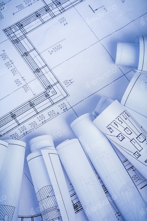 Preview: Rolled Blueprints With Organized Copyspace