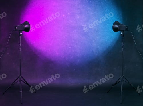 Preview: Photo Studio In Old Room With Neon Lights