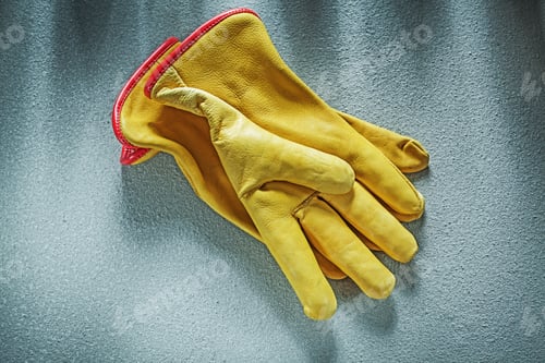 Preview: Leather Working Gloves On Concrete Background Construction Concept.
