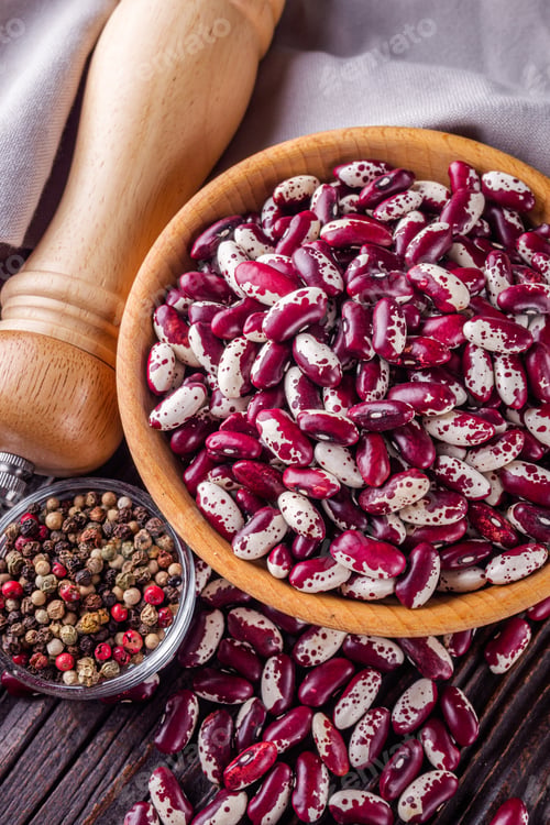 Preview: Fresh Organic Natural Beans On Wooden Rustic Background