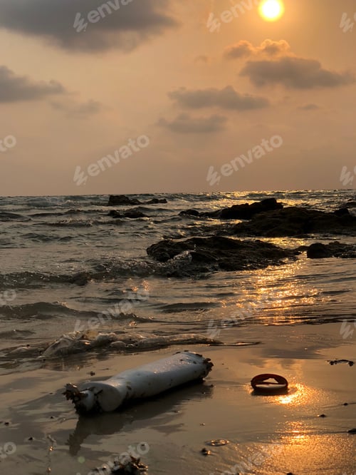 Preview: Pollution On Ao Phrao Beach During Sunset At Koh Samet Island In Thailand