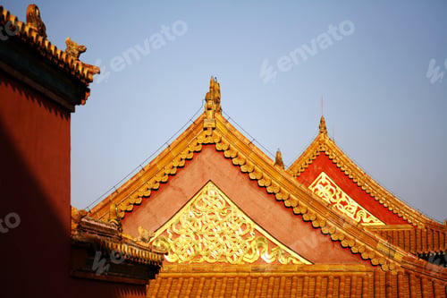 Preview: Color Picture Of Some Traditional Chinese Roof Tops.