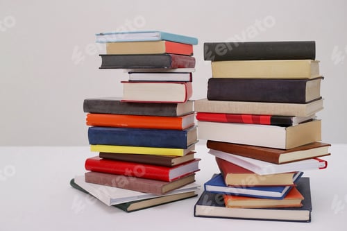 Preview: Books On White Table With White Background