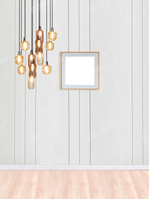 Preview: Modern Interior with Blank Frame and Lighting
