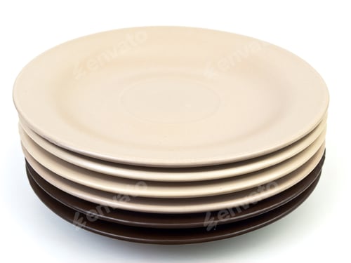 Preview: Beige And Brown Saucers Against The White Background