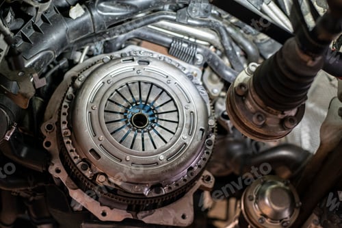 Preview: Detail Of Car Clutch Assembly In A Workshop, Car Reparation Engine