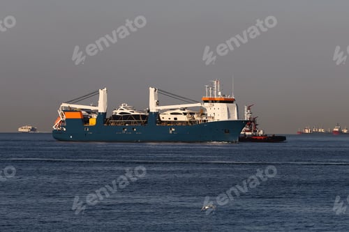 Preview: A Cargo Ship Passing From Bosphorus Strait, Istanbul City, Turkey