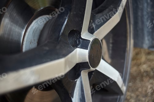 Preview: Detail Of A Wheel Rim The Aftermarket Sports League Of A Car.