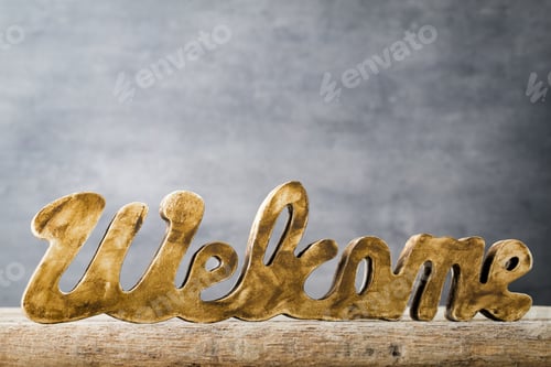 Preview: Home. Decor Home. Message Written In Heart Wooden Blocks.