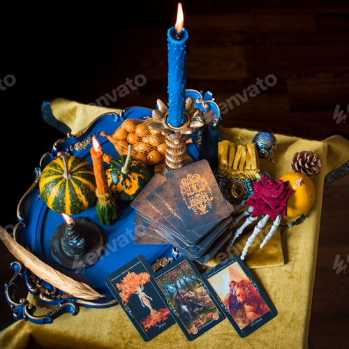 Preview: Europe, Ukraine. Kiev October 21 : Illustrative Editorial. Halloween Composition With Tarot Cards