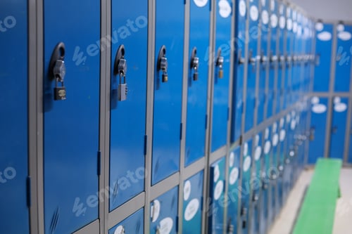 Preview: Personal Lockers In The Dressing Room. Selective Focus With Shallow Depth Of Field. Background