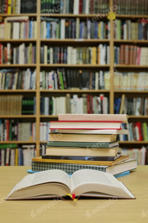 Preview: Books On The Desk In The School Library