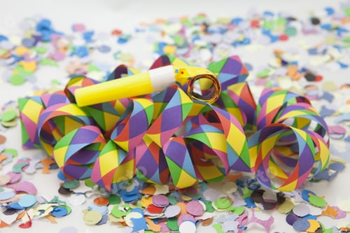 Preview: Colorful Carnival Background With Stripes And Whistle;