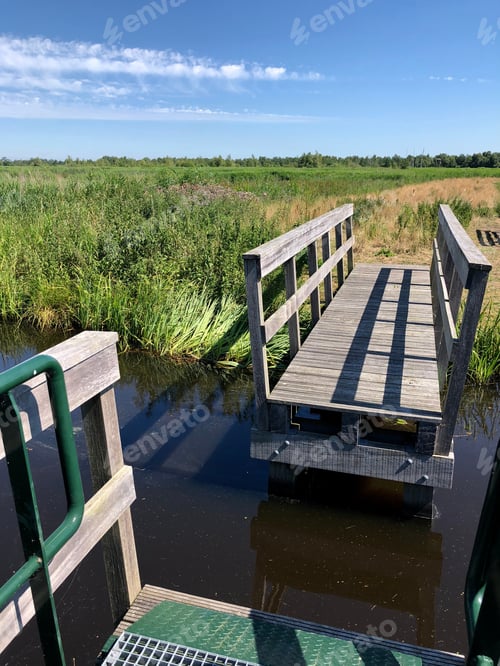 Preview: Small Bridge In The Alde Feanen National Park In Friesland The Netherlands