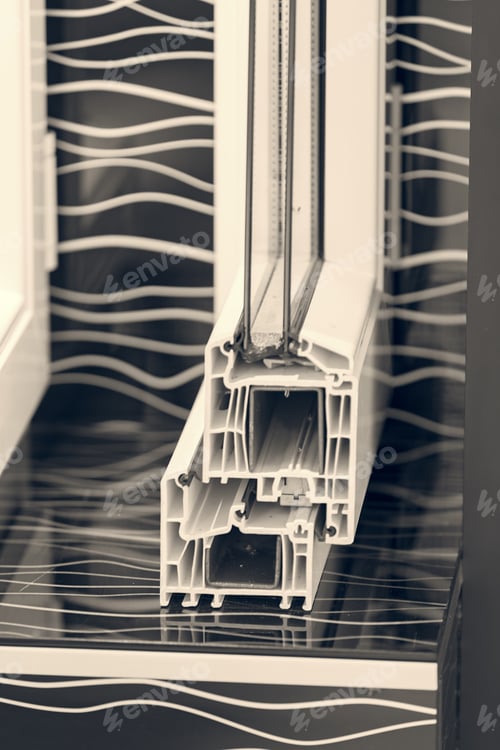 Preview: Cross-Section Aluminum Window Frames On A Colorful Background , Note Shallow Depth Of Field