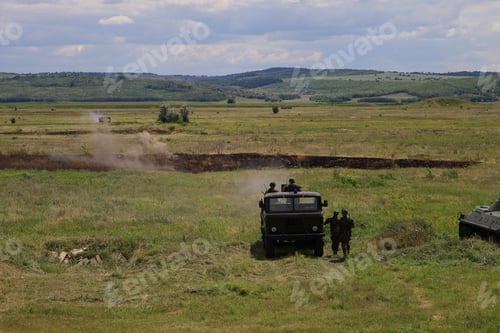 Preview: Armored Personnel Carrier Infantry Fighting Vehicle. Military Background With Copyspace. Heavy