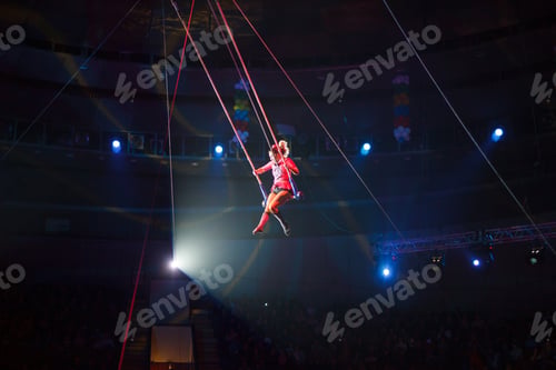Preview: Performance Of Air Acrobats In The Circus.