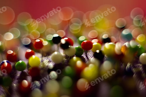 Preview: Color Sewing Pins And Detail Of Reflection For Colored Abstract Background.
