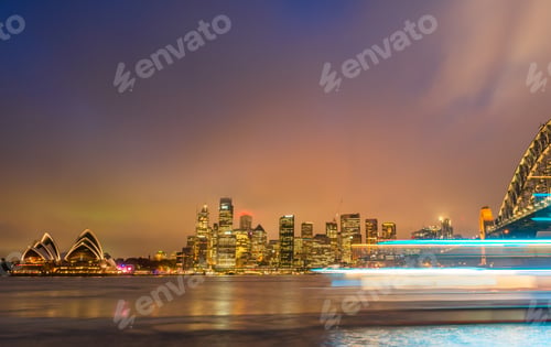 Preview: Sydney Harbour Night Time Panorama Viewed From Kirribilli.