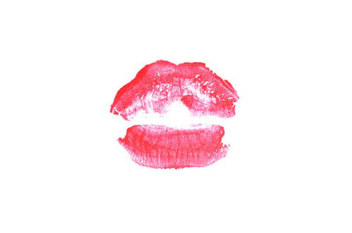 Preview: Color Lipstick Kiss Mark On White Background. Beautiful Lips Isolated On White. A Bright Imprint Of