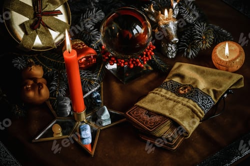 Preview: Winter Prediction And Magic Rituals, Tarot Cards. Magical Concept