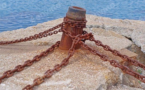 Preview: Rusted Mooring Bollard With Chain On The Berth