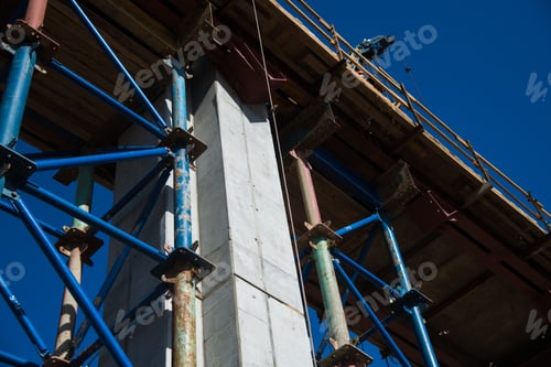 Preview: Construction Of The Interchange Of A Road Bridge Across The River. Builders And Construction