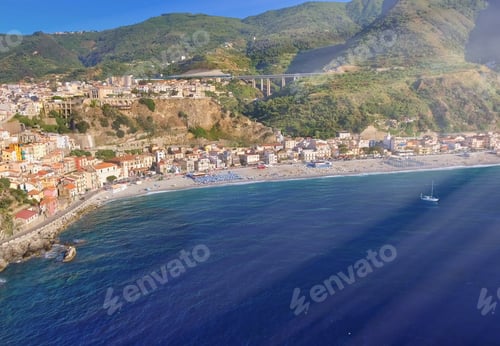 Preview: Scilla Beach In Summer Season, Aerial View Of Calabria Coastline, Italy.