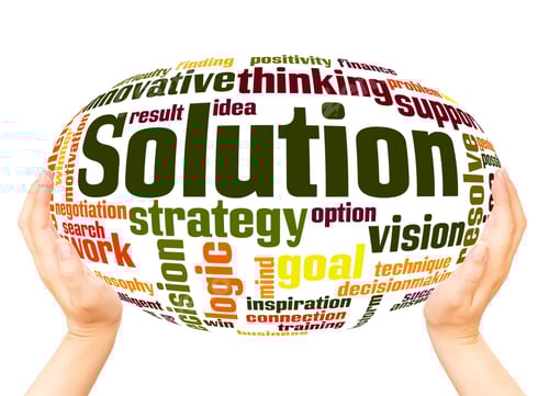 Preview: Solution, Word Cloud Hand Sphere Concept On White Background.