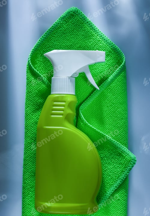 Preview: Green Washing Rag Sprayer On White Background.