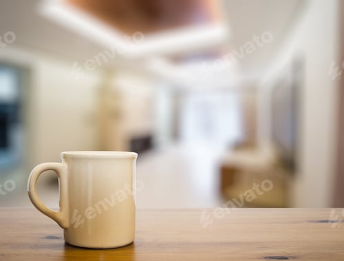 Preview: Mug On Old Vintage Wooden Table In The Living Room