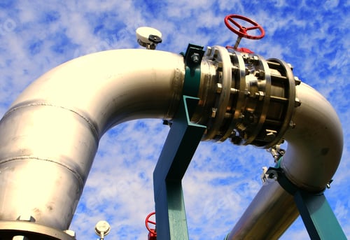 Preview: Industrial Zone, Steel Pipelines And Cables In Blue Tones