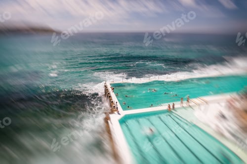 Preview: Sydney - October 2015: People Enjoy Bondi Beach Pools. Sydney Attracts 15 Million People Annually.