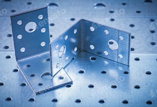 Preview: Metal Drilled Angle Bars On Perforated Metallic Sheet Construction Concept.