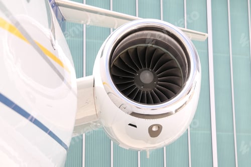 Preview: Engine Of A White Business Jet On Ground