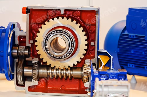 Preview: Gearbox On Large Electric Motor At Industrial Equipment Plant