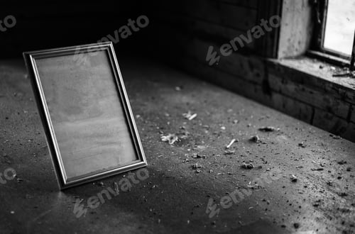Preview: Old Vintage Photo Frame At The Table In Abandoned Room.