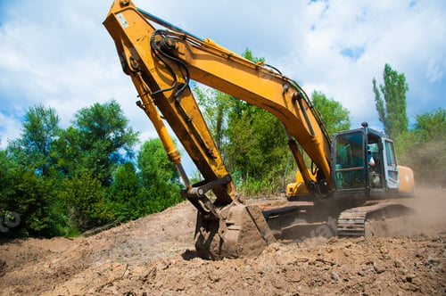 Preview: An Excavator Working Removing Earth On A Construction Site