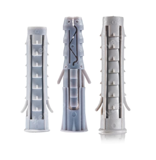 Preview: Three Plastic Wall Anchors Isolated