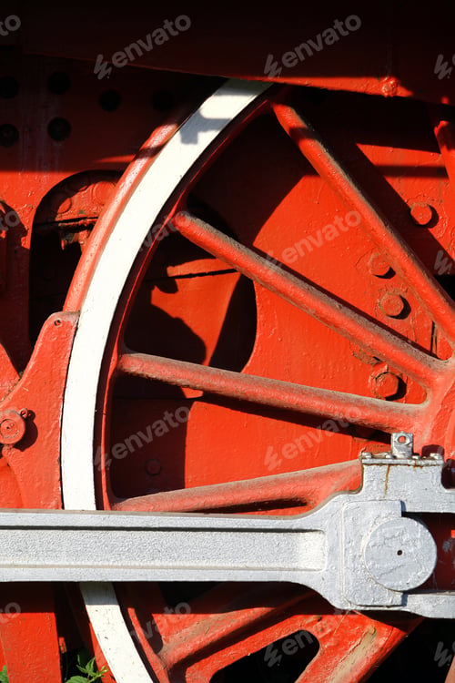 Preview: Color Image Of An Abandoned Steam Locomotive Wheel.