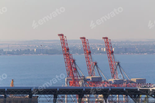 Preview: Sea Port With Crane And Tugboat, Background