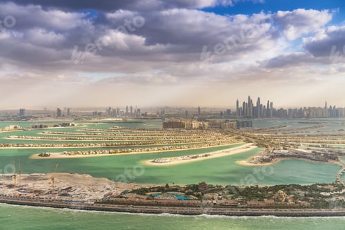 Preview: Palm Jumeirah Island And Dubai Skyline Aerial View.