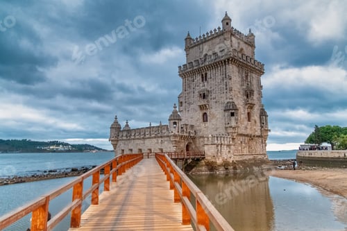 Preview: Belem Tower At Sunset With Clouds In The Sky, Lisbon.