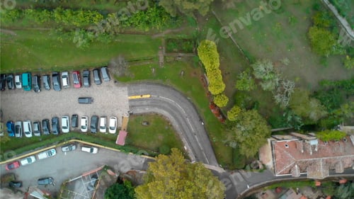 Preview: Overhead Aerial View Of A Ancient Town In Europe.