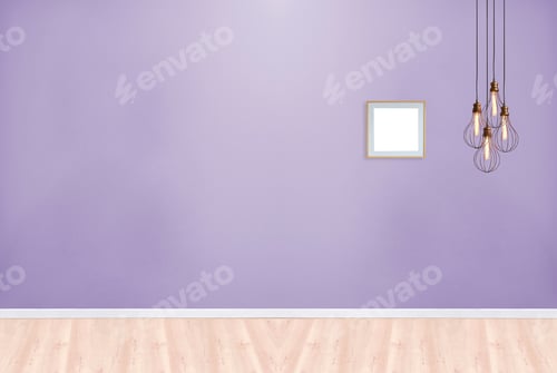 Preview: Light Purple Interior with Modern Lighting and Frame