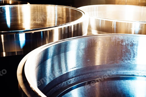 Preview: Large Round Metal Parts Are Manufactured On A Lathe In The Workshop At The Factory. Industrial