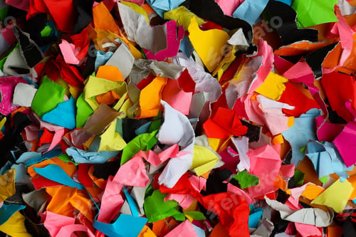 Preview: Torn Small Pieces Of Multi-Colored Paper, Bright Colorful Background