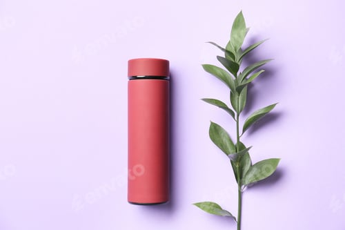 Preview: Modern Thermos On Color Background