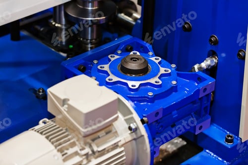 Preview: Gearbox On Large Electric Motor At Industrial Equipment Plant